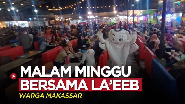 Berita video sekilas aktivitas maskot Piala Dunia 2022, La'eeb, pada hari keduanya di Makassar, Sulawesi Selatan, Sabtu (5/11/2022).