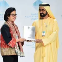 Sri Mulyani mendapatkan penghargaan Menteri Terbaik Dunia di World Government Summit, Minggu (11/2/2018). (Sumber Foto: Instagram/srimulyani)