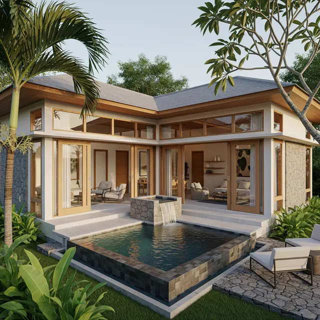 Model Rumah Sederhana tapi Mewah dengan Kolam Kecil