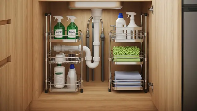 Rak Susun Adjustable Mengikuti Pipa Sink