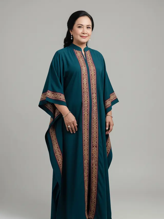 Model Baju Wanita Usia 50 Tahun Kombinasi Polos (AI Generated)