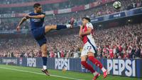 PSG sukses meraup poin penuh kala bertandang ke markas Arsenal pada laga leg pertama semifinal Liga Champions. (AP Photo/Kin Cheung)