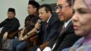 (Ki-ka) Ketua F-PKS Jazuli Juwaini, Ketua Timwas Haji DPR Fahri Hamzah, Ketua DPR Setya Novanto dan Wakil Ketua DPR Fadli Zon saat jumpa pers usai kunjungan kerja ke Arab Saudi dalam rangka pelaksanaan haji, Jakarta, Rabu (30/9).(Liputan6.com/Johan Tallo)