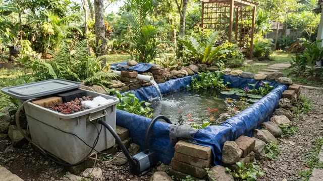 Kolam Terpal dengan Area Filter Sederhana