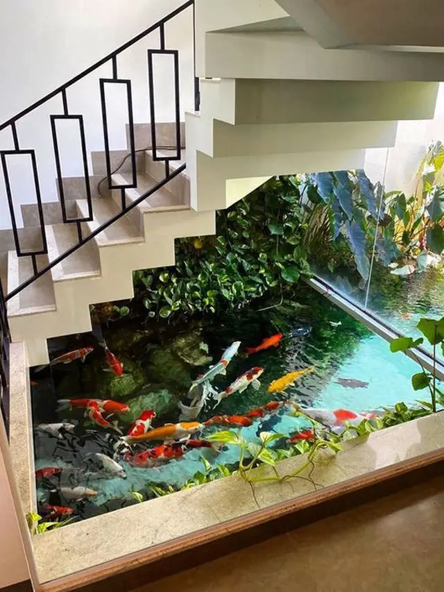 Kolam Ikan Koi Bawah Tangga