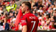 Pemain baru Manchester United, Mason Mount saat laga pramusim melawan Leeds United di Ullevaal Stadium, Oslo, Rabu (12/7/2023). (Twitter/@ManUtd)