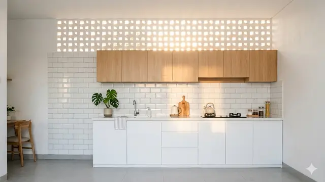 Desain Dapur Roster yang Tetap Terang Meski Tanpa Banyak Lampu. Gemini