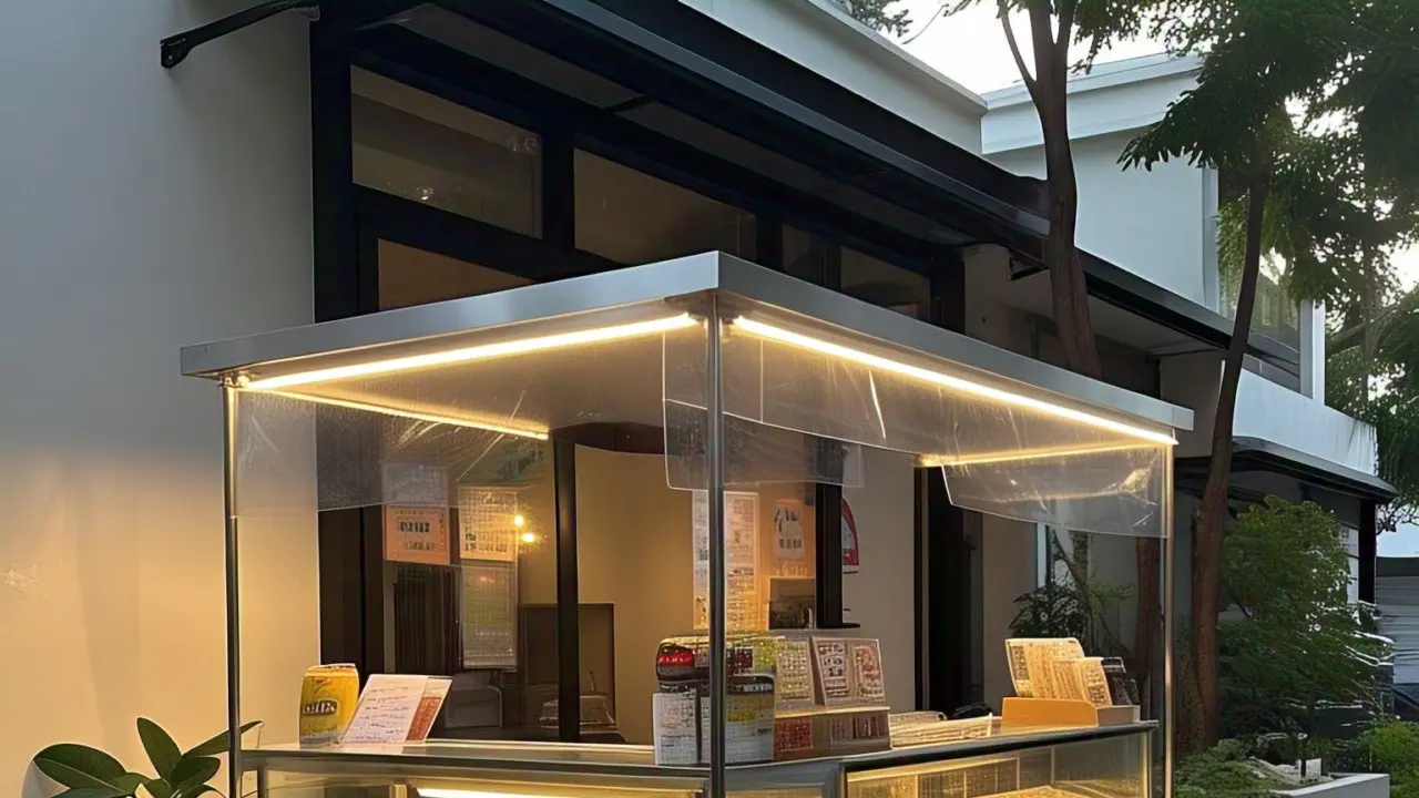Warung Modern dengan Fasad Kaca
