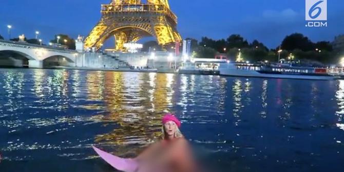 VIDEO: Dukung Perjanjian Iklim, Wanita Ini Berenang di Sungai Seine