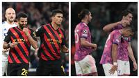 Dua hasil berbeda didapat dua tim unggulan pada laga matchday ke-4 fase grup Liga Champions 2022/2023. Manchester City yang bertandang ke markas Copenhagen meski ditahan imbang 0-0 namun berhasil memastikan lolos ke babak 16 Besar. Sementara Juventus yang menurun performanya di awal musim ini harus tumbang 0-2 dari tuan rumah Maccabi Haifa dan harus bersiap terlempar ke Liga Europa di sisa musim. (Kolase AFP dan AP)