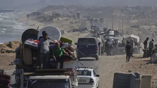 Berbondong-bondong, Pengungsi Palestina Tinggalkan Bagian Utara Gaza Menuju Selatan