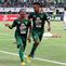 Pemain Persebaya, Ferinando Pahabol dan Osvaldo Haay, merayakan gol ke gawang Persija di Stadion Gelora Bung Tomo, Surabaya, Minggu (4/11/2018). (Bola.com/Aditya Wany)