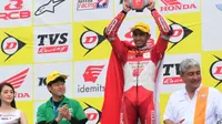 Pembalap Astra Honda, Andi Gilang naik podium di ARRC Jepang 2022. (Istimewa)