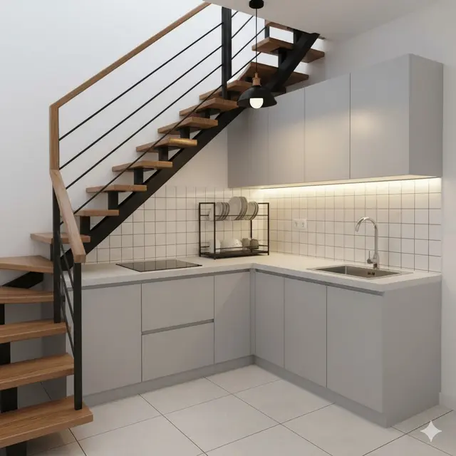 Inspirasi Dapur Bawah Tangga untuk Rumah Sempit 2 Lantai. Gemini