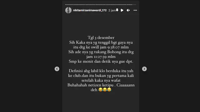 Unggahan Nikita Mirzani. (Foto: Instagram @nikitamirzanimawardi_172)