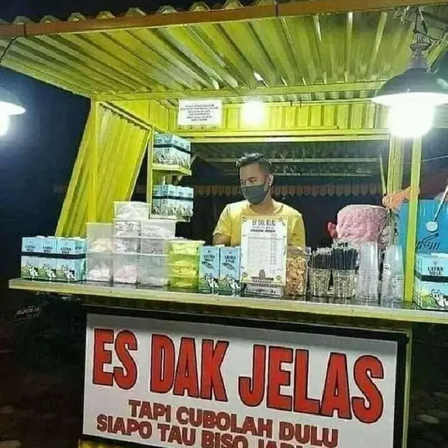 6 Tulisan di Gerobak Minuman Ini Kreatif Tapi Kocak, Bikin Gagal Paham