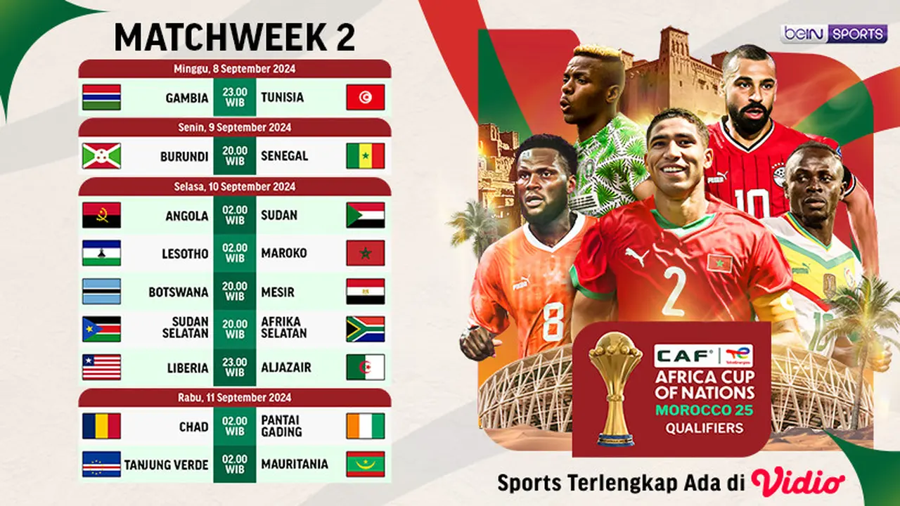AFCON Qualifier 2025 Matchday 2 di Vidio