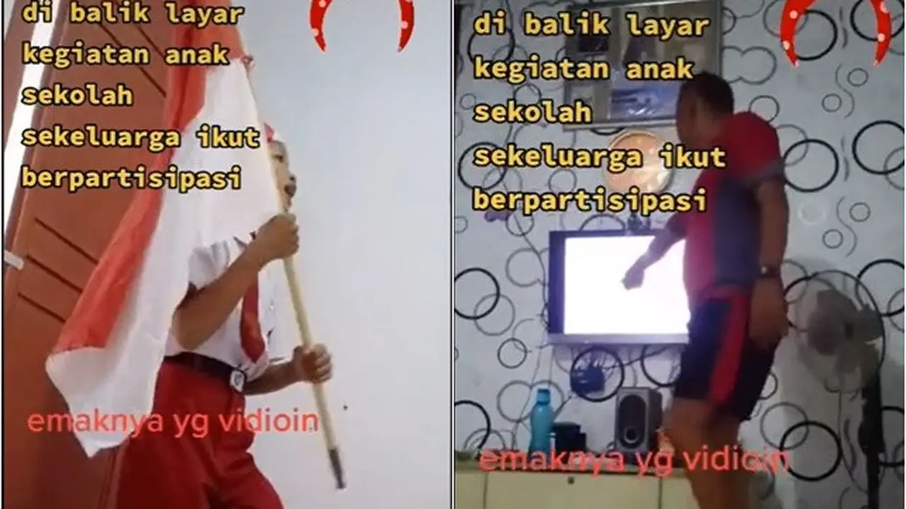 Momen Kocak Satu Keluarga Ajari Anak Sekolah Online, Gaya Sang Ayah Jadi Sorotan