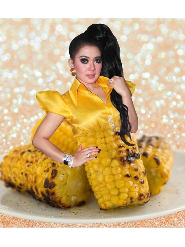 6 Editan Fashion Syahrini dengan Makanan Ini Bikin Tepuk Jidat