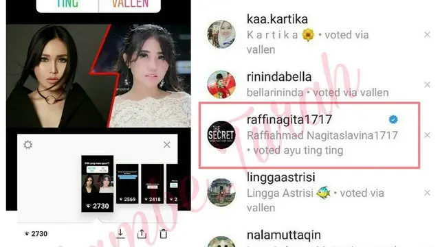[Bintang] Voting Ayu Ting Ting dan Raffi Ahmad