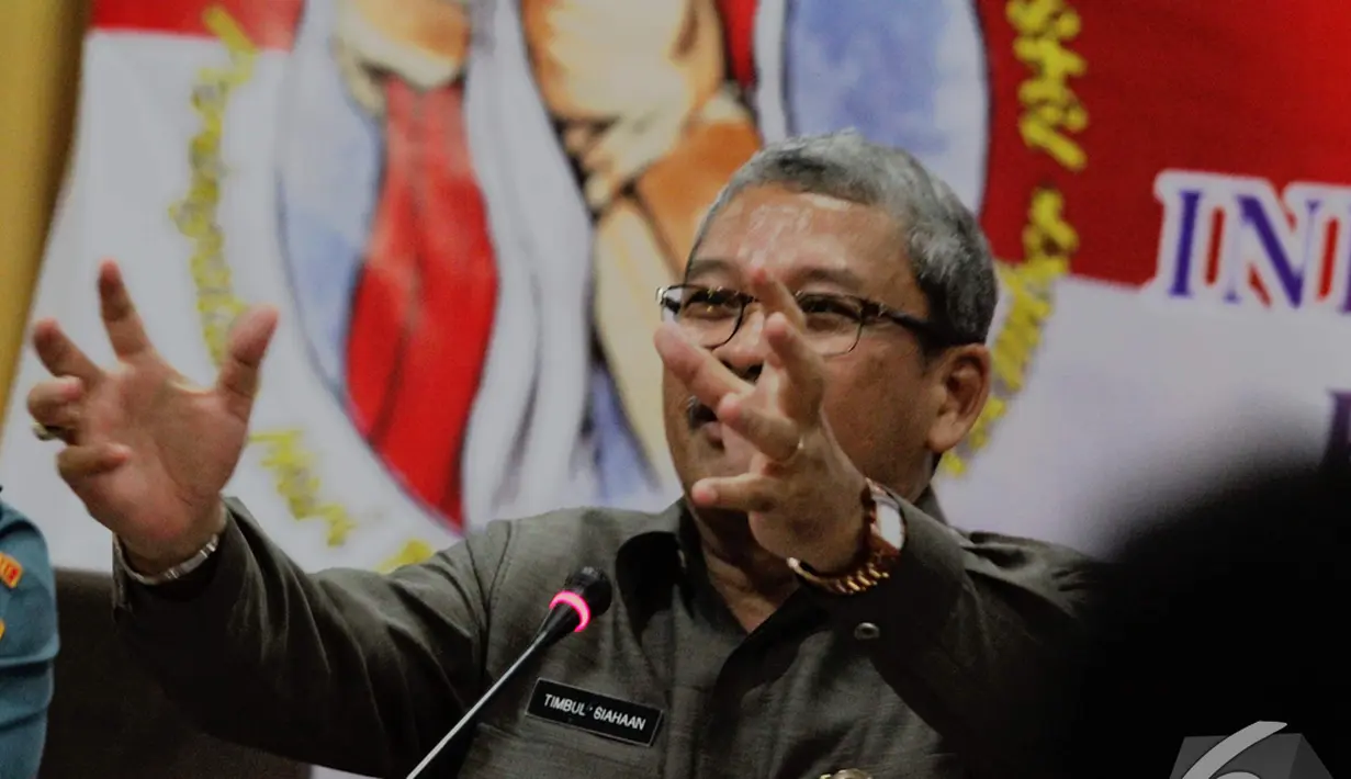  Timbul Siahaan mengatakan Upacara Hari Bela Negara pada 19 Desember 2014 mendatang akan menghadirkan bendera berukuran 2.250 meter persegi, Jakarta, Selasa (9/12/2014). (Liputan6.com/Faizal Fanani)