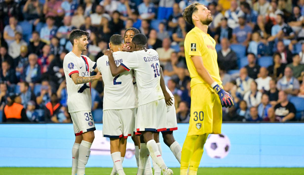 Selepas kepergian Kylian Mbappe ke Real Madrid tampaknya tak berdampak banyak bagi Paris Saint-Germain. Terbaru, PSG menghajar Le Havre dengan skor telak 4-0 dalam duel pembuka Liga Prancis. (AFP/Lou Benoist)