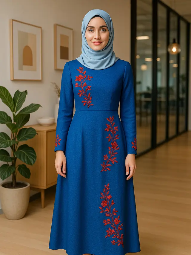 Model Baju Pesta Muslimah dengan Detail Bordir