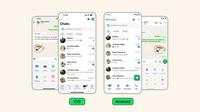 Perubahan tampilan aplikasi WhatsApp di platform Android dan iOS. (Dok: WhatsApp)