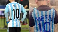 Pemandangan seorang bocah mengenakan kantung plastik dengan nomor punggung Lionel Messi membuat netizen terharu.