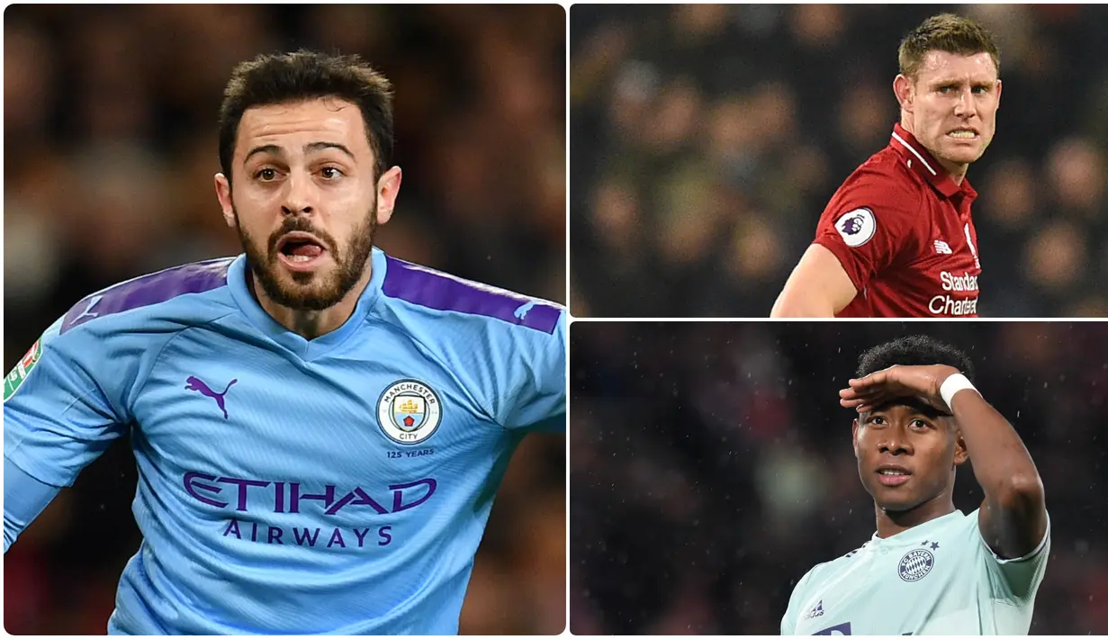 Bernardo Silva menjadi salah satu pemain yang memiliki kemampuan luar biasa dan mampu bermain di berbagai posisi di skuat Manchester City. Selain Silva ada beberapa pemain yang mampu memainkan banyak posisi. Berikut Benardo Silva dan 5 pemain serbabisa terbaik. (kolase foto AFP)