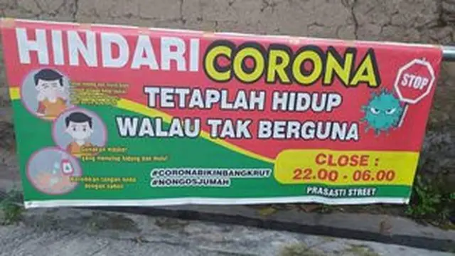 6 Tulisan Kreatif Baliho Himbauan Soal Covid-19 Ini Sukses Bikin Patuh