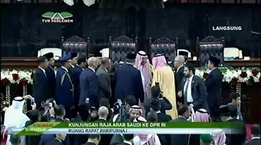 Raja Arab Saudi Salman bin Abdulaziz Al Saud berkunjung dan berpidato di gedung DPR/MPR . Dalam pidatonya Raja Salman menyoroti soal hubungan Arab Saudi dan Indonesia, serta isu terorisme.