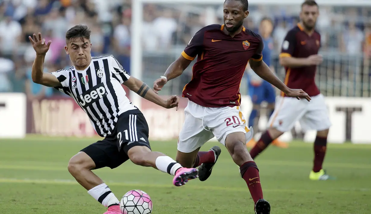 Aksi Paulo Dybala saat melawan AS Roma. Dybala mencetak gol balasan Juventus. (Reuters/Max Rossi)