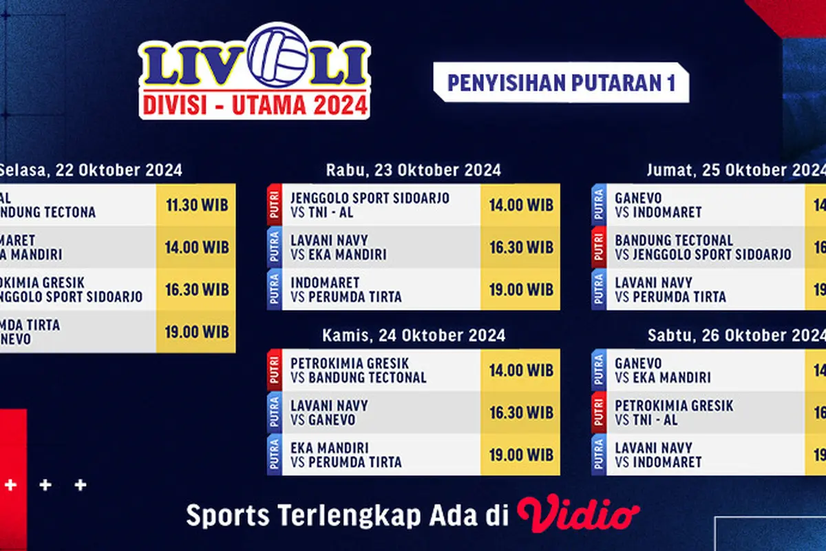 Jadwal Live Streaming Livoli Divisi Utama 2024: Putaran Satu