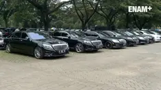Ratusan kendaraan mewah siap digunakan untuk  menjemput rombongan Raja Arab Saudi yang akan tiba hari Rabu 1 maret 2017