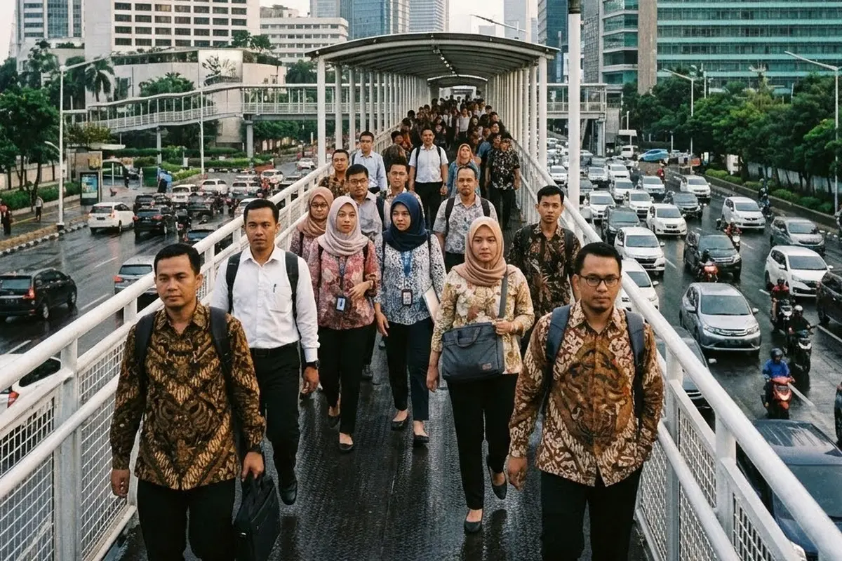 Kelas menengah pulang kerja di ibu kota (Gemini AI)