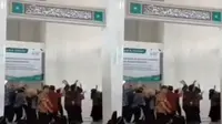 Nampak kerumunan mahasiswa berjoget di dalam bangunan masjid  di kawasan kampus UIN KHAS Jember (Istimewa)