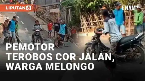 VIDEO: Ngeyel! Pemotor Sengaja Terobos Jalan yang Sedang Dicor