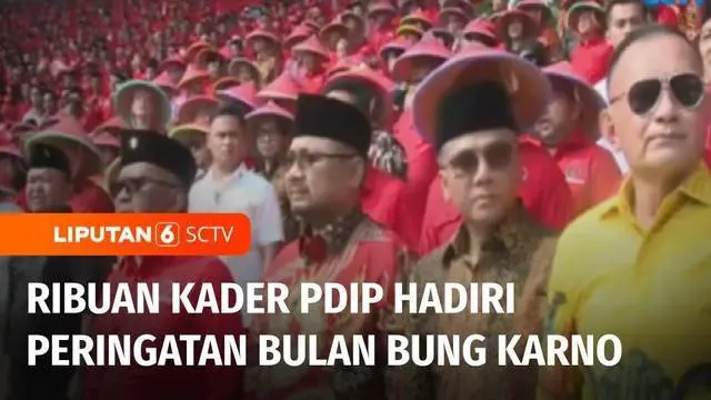 PDI Perjuangan menggelar acara puncak Bulan Bung Karno di Stadion Utama Gelora Bung Karno. Sejumlah Ketua Umum Partai Politik pendukung pemerintah tampak hadir di acara yang dihadiri 70 ribu kader dan simpatisan tersebut.
