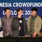 (Ki-Ka) CEO Shafiq Kevin, Bendahara Umum ALUDI & CEO LandX Romario Sumargo, Wakil Ketua ALUDI & CEO Bizhare Heinrich Vincent, Policy Director ALUDI Calvin Jonathan dan CFO Bizhare Gatot Adhiwibowo berbincang usai preescon Indonesia Crowdfunding Outlook 2022 di Jakarta (19/12/2022). (Liputan6.com)