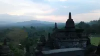 Pemandangan matahari terbit di kawasan Borobudur (Liputan6.com / Harun Mahbub)