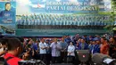 Suasana ketika Ketua Umum Partai Demokrat Susilo Bambang Yudhoyono (SBY) saat memberi keterangan pers di DPP Partai Demokrat, Jakarta, Selasa (6/2). (Liputan6.com/JohanTallo)