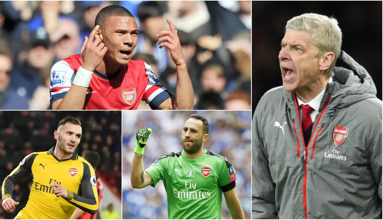 Berikut ini lima pemain yang layak dijual oleh sang pelatih Arsenal, Arsene Wenger untuk perombakan tim Meriam London musim depan. Diantaranya, ada Kieran Gibbs dan David Ospina. (Foto-foto Kolase dari AFP)