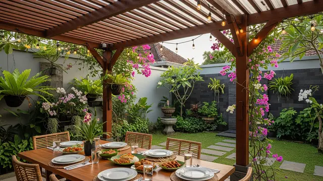 Desain Pergola Belakang Rumah Agar Terasa Lebih Sejuk sebagai Inspirasi Gaya Minimalis hingga Tropis Model dengan Area Keluarga