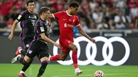 Liverpool menyerah 3-4 dari Bayern Munchen pada laga pramusim di&nbsp;The National Stadium, Singapura, Rabu (2/8/2023) malam WIB. (AFP/MOHD RASFAN)