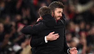 Usai 3 laga menjadi caretaker Manchester United, Michael Carrick akhirnya memutuskan meninggalkan Old Trafford usai kemenangan 3-2 atas Arsenal, Kamis (2/12/2021). Berikut perjalanan karier sosok dengan julukan Havoc yang dimulai bersama West Ham United. (AFP/Oli Scarff)