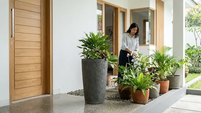 Ide Tempat Sampah Tersembunyi di Teras Depan