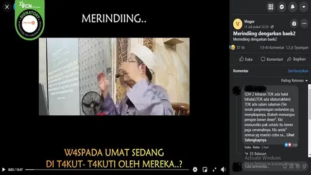 Gambar Tangkapan Layar Video yang Diklaim Virus Corona Covid-19 adalah Fitnah (sumber: Facebook).