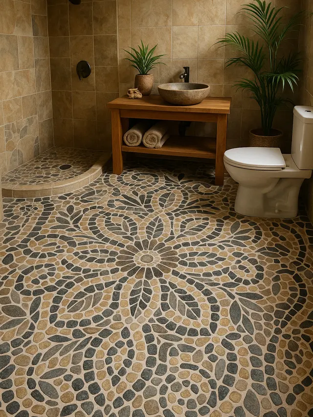 Inspirasi Kamar Mandi Lantai Batu Alam