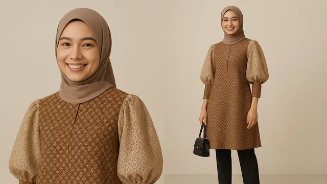 Model Batik Brokat Lengan Gelembung Bervolume Anggun dan Trendi di 2025/Ilustrasi gambar AI